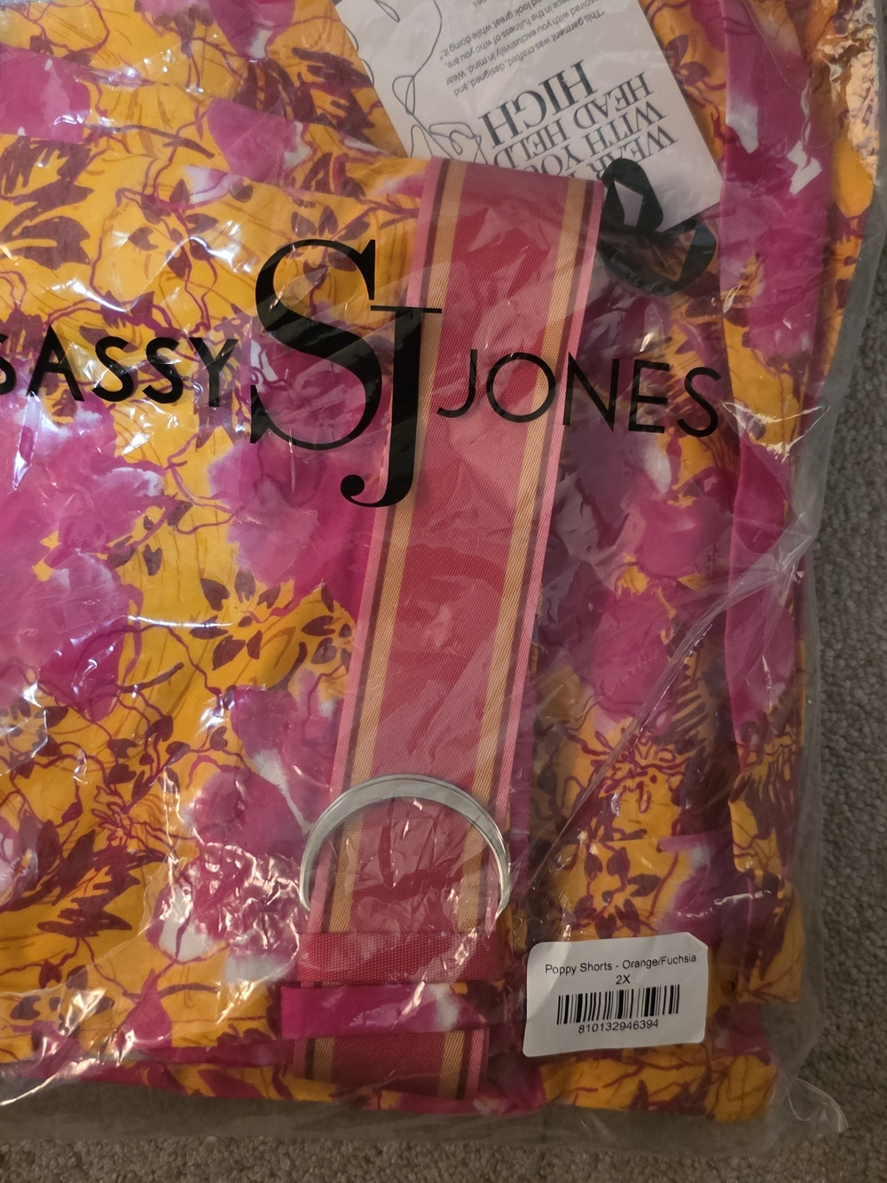 Sassy Jones Pink & Orange Floral Poppy Shorts - Picture 2 of 4